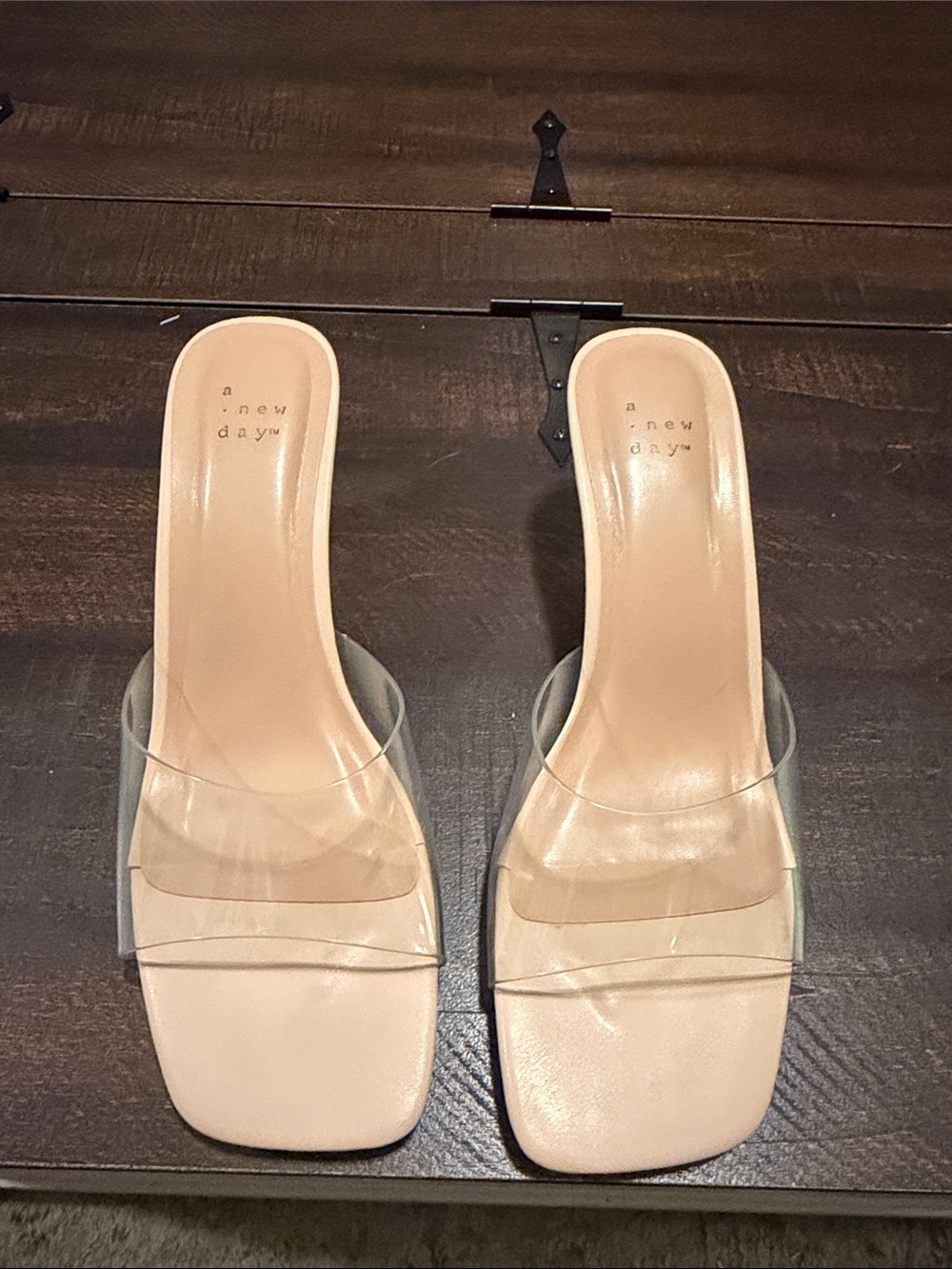a new day Nude Clear-Band Slide Mules